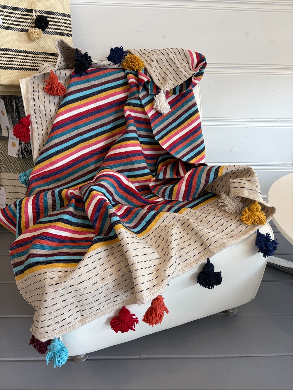 Multicolor Striped Tassel Throw Blanket - Home Accents Decor